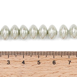 電気メッキ不透明ガラス模造真珠ビーズ連売り  ロンデル  ダークシーグリーン  10x6mm  穴：1mm  約63個/連  14.96''（38センチメートル）&nbsp;LS-EGLA-H113-04B