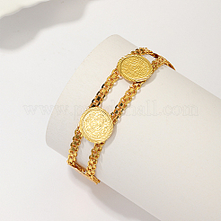 Brass Flat Round Link Chain Bracelets for Women&nbsp;FE8262-1