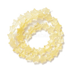 透明なガラスビーズ連  スター  淡黄色  10x10x4mm  穴：0.8mm  約40個/連  13.39~14.17インチ（34~36cm）&nbsp;GLAA-K057-01C
