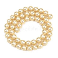 曇りガラスパールビーズ連売り  ラウンド  ゴールデンロッド  8mm  穴：0.7mm  約51~52個/連  15.94~16.02''（40.5~40.7センチメートル）&nbsp;GLAA-A044-08A-03
