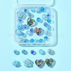 手作りの凹凸ガラスビーズ38個  混合図形  ミックスカラー  7.5~5x7.5~16x8~12.5mm  穴：1~1.8mm&nbsp;LAMP-FS0001-40