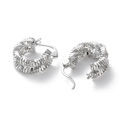 ラックメッキブラスフープピアス  長持ちメッキ  プラチナメッキ  18.5x18.5x8mm  ピン：0.8mm&nbsp;EJEW-S241-25P