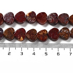 天然の赤い海の瑪瑙のビーズ連売り  ハート  9.5~10x10~10.5x3~4mm  穴：0.9mm  約42個/連  15.83~15.94インチ（40.2~40.5cm）&nbsp;G-G084-B11-02