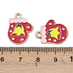 クリスマス合金エナメルペンダント  ライトゴールド  手袋  19x15x1.5mm  穴：1.8mm&nbsp;FIND-I067-02KCG-09
