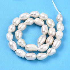 天然養殖淡水パールビーズ連売り  ライス  乳白色  5.5~7.5x4.5~5mm  穴：0.5mm  約55個/連  13.58~13.78''（34.5~35センチメートル）&nbsp;PEAR-N012-04U