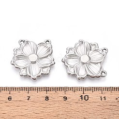 304ステンレススチールフラワーペンダント  2ループ  変色しない  ステンレス鋼色  25x25x2.5mm  穴：1.5mm&nbsp;STAS-T067-29P