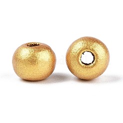 スプレー塗装された丸い天然シマウッドビーズ  ミックスカラー  6~6.5x4.5~5mm  穴：1.6~1.8mm&nbsp;WOOD-A018-6mm-31