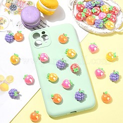 40個 5スタイル UVメッキ不透明樹脂カボション  虹彩  フルーツ  混合図形  カラフル  16~19.5x15.5~16.5x10~10.5mm  8個/スタイル&nbsp;RESI-CJ0005-13