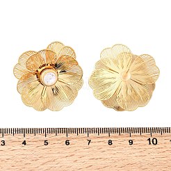 真鍮ガラススタッドピアス  花  ニッケルフリー  18KGP本金メッキ  透明  34mm&nbsp;EJEW-F391-06G-01