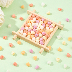 5色染め合成珊瑚彫刻ビーズ100個  DIYのジュエリーには  ジャスミンの花  ミックスカラー  8~9x6~7.5mm  穴：1~1.2mm  20個/カラー&nbsp;CORA-SZ0001-02
