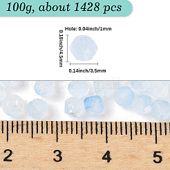すりガラスビーズ100g  双円錐形  金箔  多面カット  空色  4.5x3.5mm  穴：1mm&nbsp;FGLA-PA0001-01B