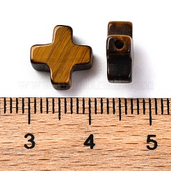 天然石タイガーアイビーズ  クロス  10x10x4mm  穴：1.2mm&nbsp;G-K369-02C