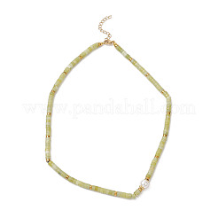 Round Shell Pearl & Natural Chinese Southern Jade Heishi Beaded Necklaces&nbsp;NJEW-JN05300-02