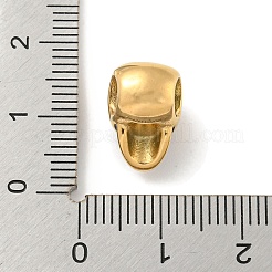 304ステンレススチールラインストーンヨーロピアンビーズ  エナメル  大穴ビーズ  スカル  ゴールドカラー  13x9x10.5mm  穴：4.5mm&nbsp;STAS-U005-10G