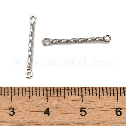 変色しない304ステンレススチールコネクタチャーム  ツイストバー  ステンレス鋼色  20x2x1.2mm  穴：1mm&nbsp;STAS-Q323-02B-P