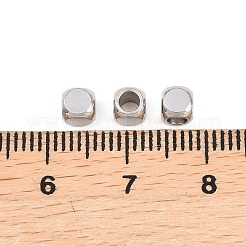 変色しにくい304ステンレススチールスペーサービーズ  キューブ  ステンレス鋼色  4x4x4mm  穴：2mm&nbsp;STAS-L233-062P