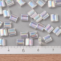 MIYUKIティラビーズ  日本製シードビーズ  2穴  （tl250)クリスタルab  5x5x1.9mm  穴：0.8mm  約118個/10g&nbsp;X-SEED-J020-TL250