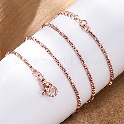 女性のための真鍮のベネチアンチェーンネックレス  304ステンレススチール製カニカン付き  ラックめっき  鉛フリー＆カドミウムフリー  長持ちメッキ  ローズゴールド  17.80x0.06インチ（45.2x0.15cm）&nbsp;NJEW-D302-08RG