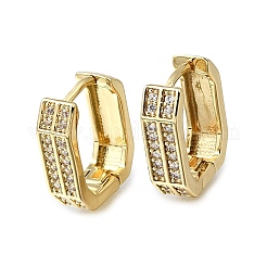 Brass Micro Pave Clear Cubic Zirconia Huggie Hoop Earrings&nbsp;EJEW-G473-09G