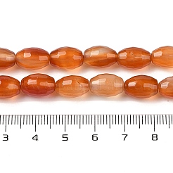 天然石赤瑪瑙ビーズ連売り  デイド＆ヒート  多面カット  オーバル  12x8mm  穴：1.2mm  約32個/連  14.76''（37.5センチメートル）&nbsp;G-NH0030-01A
