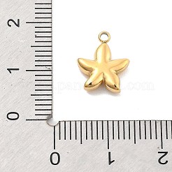 イオンプレーティング（IP）304ステンレスペンダント  ヒトデ  14KGP本金メッキ  12x10x3mm  穴：1.5mm&nbsp;STAS-P379-15B-G