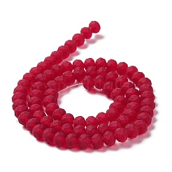 透明ガラスビーズ連売り  多面カット  艶消し  ロンデル  レッド  3.5~3.8mm  穴：1mm  約105~110個/連  29~31cm&nbsp;LS-EGLA-A034-T3mm-MD07