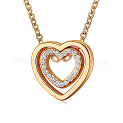 Alloy Crystal Rhinestone Hollow Heart Pendant Necklaces&nbsp;FS-WGA30FB-01
