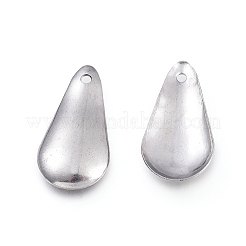 変色しない304ステンレススチールペンダント  レーザー切断  ティアドロップ  ステンレス鋼色  17x9x2mm  穴：1mm&nbsp;LS-STAS-L232-059P