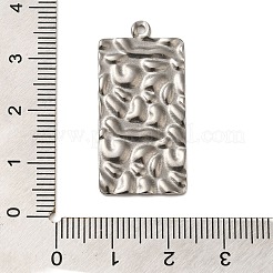 テクスチャ加工された304ステンレススチールペンダント  ステンレス鋼色  長方形  33.5x16x1.5mm  穴：1.5mm&nbsp;STAS-G344-03B-P