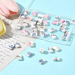 40Pcs Floral Printed Porcelain Beads&nbsp;PORC-FS0001-15