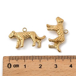 304ステンレススチールチャーム  イオンプレーティング（ip）  ゴールドカラー  ヒョウ  14x24.5x4mm  穴：1.8mm&nbsp;STAS-G358-07G-01