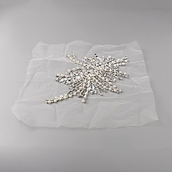 機械刺繍布地手縫いワッペン  クリスタルラインストーンアップリケ  模造パールと  衣服の装飾  クリスタル  283x283x6mm&nbsp;DIY-WH0366-38