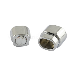 ジュエリー作成用の接着端付き長方形合金マグネットクラスプ  プラチナ  18x15x11.5mm  穴：10x7mm&nbsp;PALLOY-S008