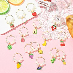 15Pcs Fruit Theme Glass Wine Glass Charms&nbsp;AJEW-CJ00014