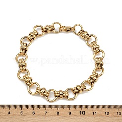 女性用304ステンレススチールリンクチェーンブレスレット  フラットラウンド  PVD真空メッキ  22KGP本金メッキ  8-3/4インチ（22.1cm）&nbsp;BJEW-Z143-11G