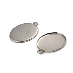 304ステンレススチールペンダントカボションセッティング  オーバル  ステンレス鋼色  トレイ：25x18mm  29.5x18.5x1.5mm  穴：2.5mm&nbsp;STAS-NH0002-01A-P