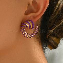 201 Stainless Steel Enamel Vortex Spiral Stud Earrings&nbsp;LD7600-3