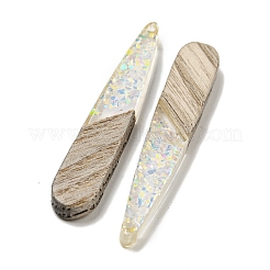 ウッドペンダント  樹脂と金箔  ティアドロップ  クリアAB  44x7.5x4mm  穴：1.5mm&nbsp;FIND-B042-03B
