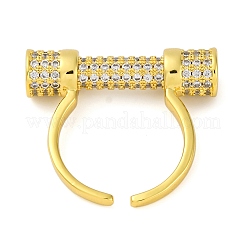 Rack Plating Brass Micro Pave Cubic Zirconia Cuff Rings for Women&nbsp;KK-M021-02G-01