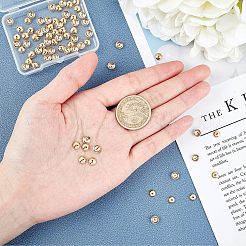 304ステンレススチールビーズキャップ  花弁のない  ゴールドカラー  6x2mm  穴：0.8mm  80個/箱&nbsp;STAS-UN0007-47G
