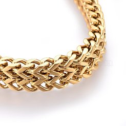 304ステンレスメッシュブレスレット  バヨネット留め金付き  ゴールドカラー  8-5/8インチ（22cm）  9x4.5mm&nbsp;BJEW-L631-28G