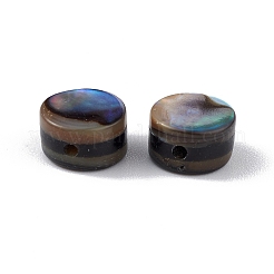 天然アワビシェル/パウアシェルビーズ  フラットラウンド  カラフル  6x3.5mm  穴：0.9mm&nbsp;SSHEL-M021-02