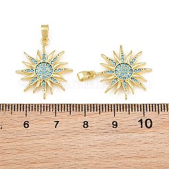 Brass Micro Pave Sky Blue Cubic Zirconia Pendants&nbsp;CU-CBAA571-08G