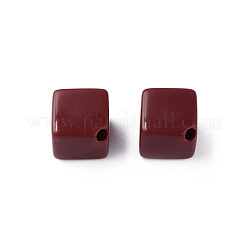 不透明なアクリルビーズ  キューブ  暗赤色  13x14.5x14.5mm  穴：2mm  約530個/500g&nbsp;MACR-S373-135-A01
