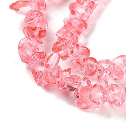 スプレープリント透明ガラスビーズ連売り  天然石風  チップ  ライトコーラル  2~8x5~19x4.5~7.5mm  穴：0.4mm  29.92''~31.10''（76~79センチメートル）&nbsp;GLAA-P060-01B-06