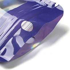 長方形のグリッターホログラフィックPVC製再封可能な包装袋  セルフシールバッグ  スレートブルー  9.9x6.8x0.15cm  片側の厚さ：2.5ミル（0.065mm）&nbsp;ABAG-P011-01B-03