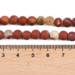 Frosted Natural Red Jasper Beads Strands&nbsp;G-C270-M01-6mm