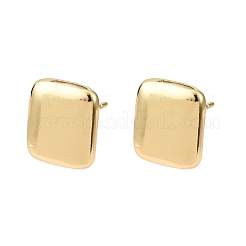 真鍮長方形スタッドピアス  長持ちメッキ  ラックめっき  18KGP本金メッキ  12x10.5mm&nbsp;EJEW-L277-01G