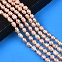 天然養殖淡水パールビーズ連売り  ライス  パールピンク  6.5~14.5x6~9mm  穴：0.8mm  約31~42個/連  14.09''~14.37''（35.8cm〜36.5cm）&nbsp;LS-PEAR-N012-06B