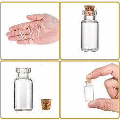 ガラスの瓶のガラスびん  コルク栓付き  ウィッシングボトル  ビーズの容器  透明  3.5x1.6cm  容量：4ml（0.13液量オンス）  ボトルネック：直径1cm&nbsp;AJEW-H004-3